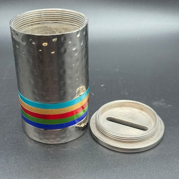 Emanuel - Tzedaka Box - Hammered with Rainbow Stripes - Picture 6 of 9